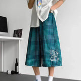 AIDASE  -  American Style Male Shorts Contrast Color Plaid Casual Pants Summer 2025 New Loose Versatile Straight-leg Menswear aidase-shop