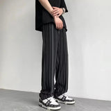 AIDASE  -  Spring Summer New Elastic Waist Striped Contrast Color Straight Pants Man High Street Casual Loose Drawstring All-match Trousers aidase-shop