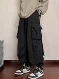 AIDASE  -  Loose Fit American Retro Workwear Casual Pants for Men High Waist Long Trousers Trendy Street Sle Baggy Cuffed Trousers aidase-shop