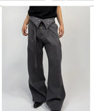 AIDASE  -  Men's High-Waist Striped Pleated Pants Slight Flare Straight Leg Embroidery Large Pockets Flowing Sash for Spring/Autumn aidase-shop