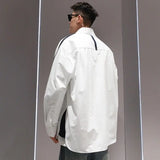 Aidase  Men Clothing Trendy Contrast Color Patchwork Oversize Streetwear Shirt Vintage Harajuku Korean Casual Long Sleeve Irregular Tops
