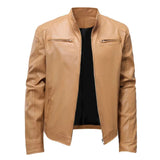 AIDASE  -  Men's Men's Leather Jacket Male Teen Stand-up Collar Punk Men's Locomotive Leather Jacket aidase-shop