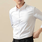 AIDASE  -  Mens Formal Office Wear Dress Shirts Fashion Slim Long Sleeve Wrinkle Free Strech Plus Size Business Casual Shirts for Man aidase-shop