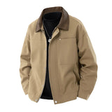 AIDASE  -  Spring Men's Vintage Jacket Loose Collar Casual Versatile Workwear Coat Patchwork Collar Jacket M-4XL