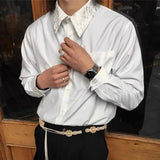 AIDASE  -  Winter New Men's Embroidered Long-Sleeved Shirt American Retro Fashion Trendy High Street Loose Casual Niche Men's Top aidase-shop