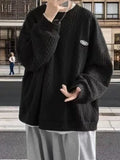 AIDASE  -  Autumn Men's Oversized Waffle Crewneck Sweatshirts Appliques Long Sleeve Pullover Hoodies Korean Fashion Y2K Streetwear Sudadera aidase-shop
