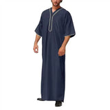 AIDASE  -  Men's Muslim Robes Middle East Arab Ramadan Islamic Button V-neck Clothing Solid Casual  Long Sleeve T-shirt Dress Tunic Tops ﻿ aidase-shop