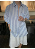 AIDASE  -  Men's Textured Bold Stripe Linen Shirt – Relaxed Fit, Breathable & Lightweight for Casual Sophistication M-3XL aidase-shop