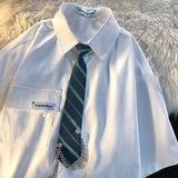 AIDASE  -  Academy Style JK Uniform White Shirt Short Sleeved Top Summer Casual Hong Kong Style Japanese Couple Graduation Class Shirt aidase-shop