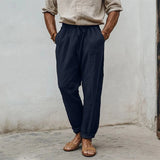 AIDASE  -  Daily Casual Mens Loose Breathable Pants Spring Summer Vintage Drawstring Lace-up Straight Trousers For Men Leisure Pants 5XL aidase-shop
