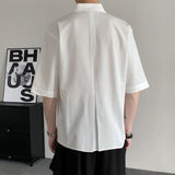 AIDASE  -  New Chinese Style Men Shirt Summer V-neck Short Sleeve Breathable Design Solid Color Casual Male Clothing 21E5869 aidase-shop