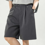 AIDASE  -  Casual Mens Loose Wide Leg Shorts Spring Summer Stylish Solid Color Straight Bottoms Men Fashion Draped Baggy Shorts Streetwear aidase-shop