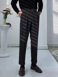 AIDASE  -  Naples Style Suit Trousers Mens Spring Casual Pleated Solid Color Slim Straight Pants For Men Stylish Button-up High Waist Pants aidase-shop