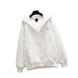 AIDASE  -  New American Style Waffle Coat Zipper Outerwear Lazy Fashion Trendy Brand Polyester 3D Effect Oversized Mid-Length Sleeve aidase-shop