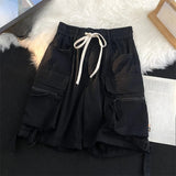 AIDASE  -  American Retro Men's Shorts Multi Pocket Design Mid Length Pants Summer Korean Loose Drawstring Man Trousers aidase-shop