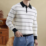 Aidase Autumn Contrast Striped Sweater Men Fashion Wool Knitted Sweater Korean All-match O-neck Knitted Long Sleeve Herren Pullover aidase-shop