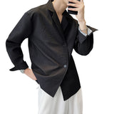 AIDASE  -  Men's Slim Fit Long Sleeve Shirt Fashionable Tuxedo Shirt Classic Plain Color Point Collar Youthful Trendy Style aidase-shop