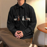 AIDASE  -  Men Shirt Embroidered Lapel Long Sleeve Korean Style Men Clothing Streetwear Loose 2025 Fashion Casual Male Shirts Tops aidase-shop