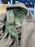 AIDASE  -  American Retro Brown Checkered Hooded Sweatshirt Women's Autumn New Casual Cardigan Jacket Trendy Long Sleeved Loose Outwear aidase-shop