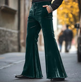 Aidase  High Street Velvet Flared Pants For Men Vintage Slim Fit Suit Trousers Spring Autumn Fashion Comfort and Soft Pant Streetwear