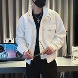 32.27Aidase Jackets Men Moto Biker Solid Pockets Advanced Minimalist Popular Classic Casual Spring Autumn Windproof European Style Retro aidase-shop
