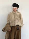 Aidase Japanese Vintage Shirts Men Women Harajuku Striped Loose Cardigan Coat Spring Autumn Thin Cargo Long Sleeves Casual Unisex Tops aidase-shop
