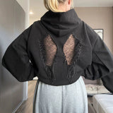 AIDASE  -  Women Angel Wings Solid Color Hoodie Y2k Hollow Out Lace Patchwork Sweatshirt Female Casual Street Long Sleeve Tops aidase-shop