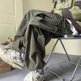 Aidase Corduroy Cargo Pants for Men Streetwear Black Cargo Trousers Male Joggers Hip Hop Green Black Japanese Pocket Korean aidase-shop