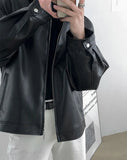 AIDASE  -  Leather Jacket Men's Spring New Trend Korean Autumn PU Leather Casual Baseball Uniform aidase-shop