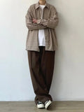 AIDASE  -  Japanese Vintage Plaid Long Sleeve Shirt Men's New Loose Fit Versatile Casual Youth Jacket Autumn Spring Season Ready-To-Wear aidase-shop