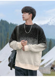 Aidase Faux Mink Plush Gradient Splicing Design Sweater Men's Autumn Winter Loose Lazy Wind Warm Couple Knit Sweater Keep Warm Velvet aidase-shop