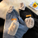 Aidase Thick Warm Lamb Fleece Lined Denim Jacket Men Winter Windbreaker Jackets Outwear Jeans Coats Male Multi-pockets Cowboy Clothing aidase-shop