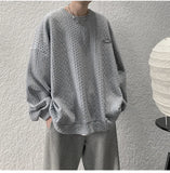 Korean Men Sweatshirts Hip Hop Solid Color Basic O Neck Oversized Pullovers  Autumn Fashion Casual Long Sleeve Tops aidase-shop
