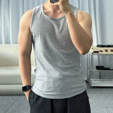 AIDASE  -  Simple Men's Tank Tops Round Collar Summer Solid Color Sleeveless T-shirts Casual Korean Style Pullover Male Vests 9W3108 aidase-shop