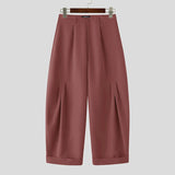 AIDASE  -  Men Pants Solid Color Button Loose Casual Wide Leg Trousers Men Streetwear Baggy Fashion Leisure Long Pants S-5XL aidase-shop