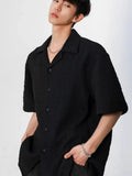AIDASE  -  Men's Cuban Collar Textured Short Sleeve Shirt Loose Casual Summer Top aidase-shop
