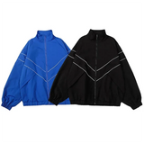 AIDASE  -  Reflective Striped Jacket Men Stand Collar Sports Windbreaker Coats Hip Hop Streetwear Zipper Jacket Harajuku Coats Black Blue aidase-shop