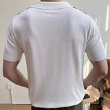 AIDASE  -  Summer Slim Fit Striped Contrast Knit Ice Polo Shirt Men's Stretchable Short Sleeve T-Shirt M-4XL aidase-shop
