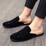 Aidase Men Half Slipper Shoes For Men Rhinestone Luxury Loafers Fashion Zapatillas Hombre Casual Shoes Sapato Social Masculino Mules aidase-shop