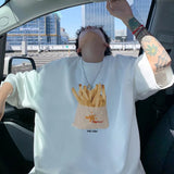 AIDASE  -  Summer French Fries Printed T-shirt Niche Round Neck Design Sense Short-sleeved Casual Versatile Couple Models Tee aidase-shop