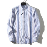 AIDASE  -  Men's Fashion Business Wedding Work Gentleman Cotton Button Point Collar Color Stripe Commuter Long Sleeve Casual Shirt aidase-shop