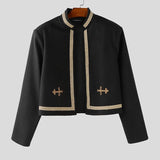 AIDASE  -  Men Jackets Embroidery Patchwork Long Sleeve Open Stitch Crop Coats Men Streetwear 2025 Fashion Casual Jackets Men S-3XL aidase-shop
