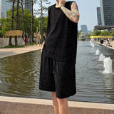 AIDASE  -  Striped Men Two-piece New Summer Casual Sleeveless Round Neck Tank Top Drawstring Loose Shorts Fashion Male Sets aidase-shop