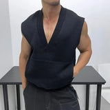 Aidase Oversized Men Vest Spring Autumn V-neck Sleeveless Sweatshirt Fashion Leisure Tank Top Fat Tshirts Coat Plus Size Suitable 150KG