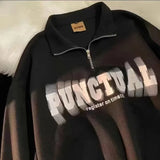 Aidase Polo Shirts Men's Half Zipper Sweater Women's Autumn New Turndown Collar Retro Loose Oversize Long-sleeved Letter Print Top Tees aidase-shop