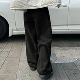 AIDASE  -  Men Pants Solid Color Elastic Waist Joggers Plush Fleece Trousers Men Streetwear Loose Fashion Casual Male Long Pants aidase-shop