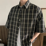 AIDASE  -  New Summer Men's Shirts Plaid Design Short Sleeved Turn-down Collar Casual Menswear Single Breasted Loose Male Tops aidase-shop