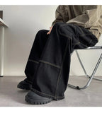 AIDASE  -  Summer New Men Jeans Loose Wide Leg Floor-Length Male Denim Pants Niche Design Style Highlighted Lines Trousers 21E6844 aidase-shop