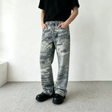 AIDASE  -  American Style Men Blue Straight Simple Basic Casual Trendy Blue Jeans Pants Four Season High Street Fashion Male Denim Trousers aidase-shop