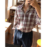 AIDASE  -  Oversized Men's Plaid Long Sleeve Korean Style Shirt, Trendy Loose Plaid Shirt, Handsome Jacket, Unisex American Retro Plaid aidase-shop